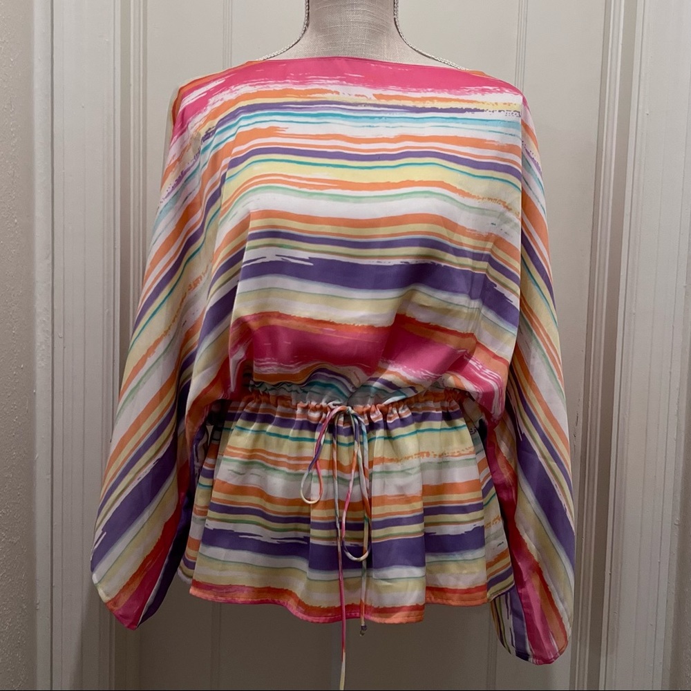 Chaps Baja Pastel Striped Blouse Large